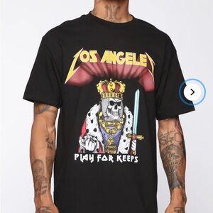 Los Angeles 'Play For Keeps' Black Graphic Tee